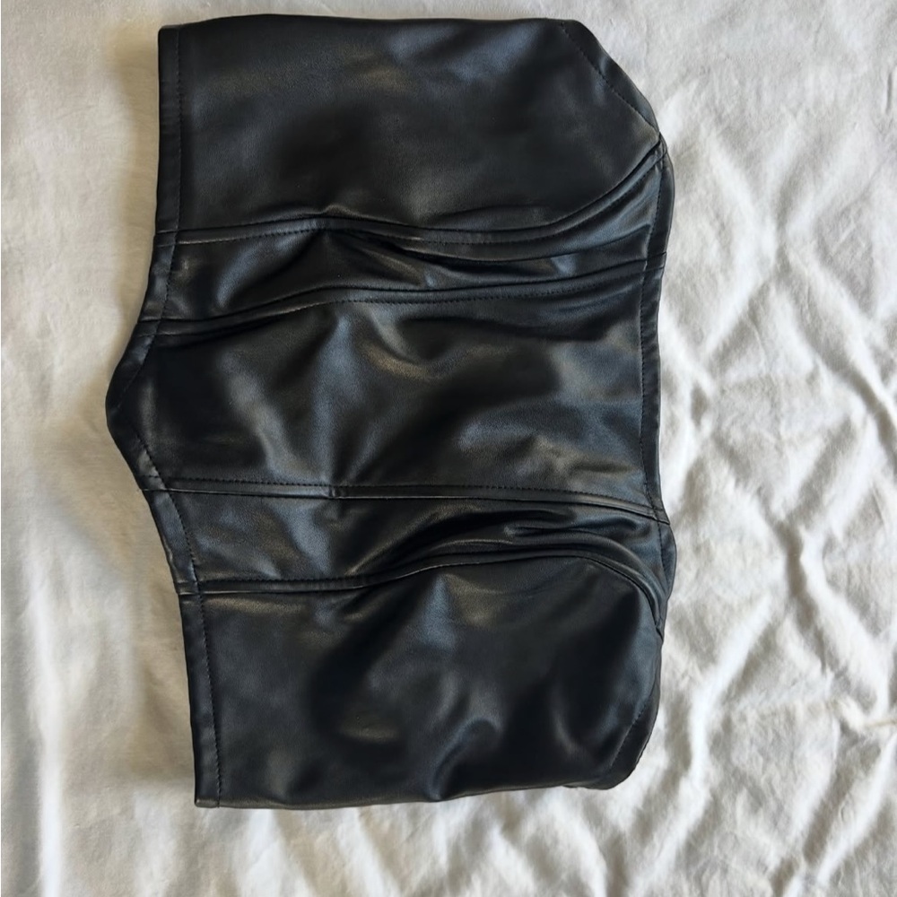 Adika Black Faux Leather Crop Top